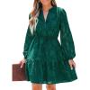 imageCUPSHE Women Ruffle Lace Mini Fall Dresses Semi Formal Wedding Guest Dress V Neck Long Puff Sleeve Elastic Waist TieGreen
