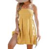 imageCUPSHE Women Ruffle Mini Summer Dress Spaghetti Straps Square Neck Backless Smocked Bodice A Line Spring Beach DressesYellow