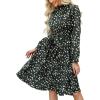imageCUPSHE Womens Fall Dresses 2025 High Neck Long Sleeve Belted Printed Long Flowy Midi Casual DressGreen