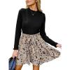 imageCUPSHE Womens Fall Dresses Long Sleeves Round Neck Casual Outfits A Line Work Belted Vacation Mini SundressApricot Leopard