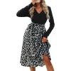 imageCUPSHE Womens Leopard Print Panel A Line Midi Dress Long Sleeve V Neck Waist Tie Wrap Casual Fall DressesApricot Leopard