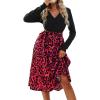 imageCUPSHE Womens Leopard Print Panel A Line Midi Dress Long Sleeve V Neck Waist Tie Wrap Casual Fall DressesRed Leopard