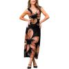 imageCUPSHE Womens Summer Bodycon Dress Floral Cowl Neck Sleeveless Maxi Dress Sexy Low Back Long DressTan Flora