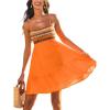 imageCUPSHE Womens Summer Dresses Sleeveless Paisley Beach Ruffled Spaghetti Straps Casual Vacation Mini Cover Up DressBurnt Orange