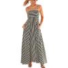imageCUPSHE Womens Summer Maxi Dress Casual Sleeveless Square Neck Striped Beach Long Dress with PocketsBlack Beige Striped