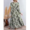 imageCUPSHE Maxi Dresses for Women V Neck Ruffled Long Sleeve Paisley Smocked Waist A Line Casual Flowy Fall Wedding Guest DressGreen Paisley