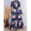 imageCUPSHE Maxi Dresses for Women V Neck Ruffled Long Sleeve Paisley Smocked Waist A Line Casual Flowy Fall Wedding Guest DressNavy Floral