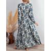 imageCUPSHE Maxi Dresses for Women V Neck Ruffled Long Sleeve Paisley Smocked Waist A Line Casual Flowy Fall Wedding Guest DressNavy Paisley