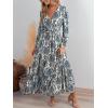 imageCUPSHE Maxi Dresses for Women V Neck Ruffled Long Sleeve Paisley Smocked Waist A Line Casual Flowy Fall Wedding Guest DressNavy Paisley