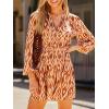 imageCUPSHE Women Fall Dresses Boho Floral Drawstring V Neck Ruffle Hem Sundress Long Sleeve Smocked Mini DressBrown