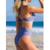 imageCUPSHE Womens Bikini Set High Waisted Two Piece Swimsuit U Wire Bathing Suit Crisscross Back Self Tie SwimwearBlueGeo