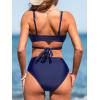 imageCUPSHE Womens Bikini Sets High Waisted Two Piece Swimsuit V Neck Wrapped Front Bathing Suit Cutout Back Self TieNavy Blue