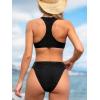 imageCUPSHE Womens Bikini Sets V Neck Wide Straps Racer Back Bathing Suit Mid Rise Bottom TexturedBlack