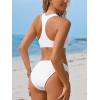 imageCUPSHE Womens Bikini Sets V Neck Wide Straps Racer Back Bathing Suit Mid Rise Bottom TexturedWhite