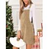 imageCUPSHE Womens Corduroy Overall Mini Fall Dress Square Neck Adjustable Straps Front Pocket Side Buttons Autumn DressesApricot