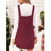 imageCUPSHE Womens Corduroy Overall Mini Fall Dress Square Neck Adjustable Straps Front Pocket Side Buttons Autumn DressesRed