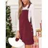 imageCUPSHE Womens Corduroy Overall Mini Fall Dress Square Neck Adjustable Straps Front Pocket Side Buttons Autumn DressesRed