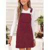 imageCUPSHE Womens Corduroy Overall Mini Fall Dress Square Neck Adjustable Straps Front Pocket Side Buttons Autumn DressesRed