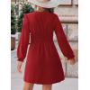 imageCUPSHE Womens Fall Casual Dress Long Sleeve V Neck A Line Button Mini DressesRed