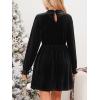 imageCUPSHE Womens Fall Dresses 2025 High Neck Long Sleeve Mini Party Ruffled Casual Tunic Velvet Wedding Guest DressBlack