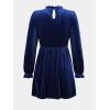 imageCUPSHE Womens Fall Dresses 2025 High Neck Long Sleeve Mini Party Ruffled Casual Tunic Velvet Wedding Guest DressNavy Blue