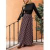 imageCUPSHE Womens Fall Dresses Plaid Long Sleeves Round Neck Casual Outfits A Line Maxi DressBlack