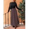 imageCUPSHE Womens Fall Dresses Plaid Long Sleeves Round Neck Casual Outfits A Line Maxi DressBlack