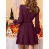 imageCUPSHE Womens Fall Long Sleeve Mini Dresses V Neck A Line Elegant Cocktail Party Dress Flowy Wedding Guest DressDeep Plum Purple