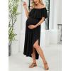 imageCUPSHE Womens Maxi OffShoulder Maternity Dress Summer Casual Sleeveless Ruffled Trim Photoshoot DressesBlack