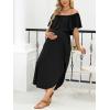 imageCUPSHE Womens Maxi OffShoulder Maternity Dress Summer Casual Sleeveless Ruffled Trim Photoshoot DressesBlack