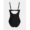 imageCUPSHE Womens One Piece Swimsuit Bathing Suit V Neck Back Hook Cutout Adjustable Straps Ruched MeshBlack