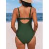 imageCUPSHE Womens One Piece Swimsuit Bathing Suit V Neck Back Hook Cutout Adjustable Straps Ruched MeshMoss Green