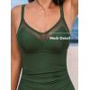 imageCUPSHE Womens One Piece Swimsuit Bathing Suit V Neck Back Hook Cutout Adjustable Straps Ruched MeshMoss Green