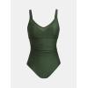 imageCUPSHE Womens One Piece Swimsuit Bathing Suit V Neck Back Hook Cutout Adjustable Straps Ruched MeshMoss Green