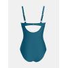 imageCUPSHE Womens One Piece Swimsuit Bathing Suit V Neck Back Hook Cutout Adjustable Straps Ruched MeshNavy Blue