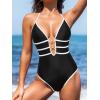 imageCUPSHE Womens One Piece Swimsuit Halter Plunging Neck Cutout Back Bathing Suit Spaghetti Adjustable Straps O RingBlack