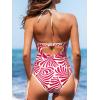 imageCUPSHE Womens One Piece Swimsuit Halter Plunging Neck Cutout Back Bathing Suit Spaghetti Adjustable Straps O RingCrimson RedWhite Striped