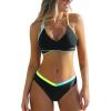 imageCUPSHE Womens Bikini Sets Two Piece Swimsuit V Neck Color Block Bathing Suit Cutout Crisscross Back Self Tie Swimwear M
