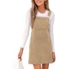 imageCUPSHE Womens Corduroy Overall Mini Fall Dress Square Neck Adjustable Straps Front Pocket Side Buttons Autumn DressesApricot