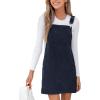 imageCUPSHE Womens Corduroy Overall Mini Fall Dress Square Neck Adjustable Straps Front Pocket Side Buttons Autumn DressesNavy Blue