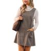 imageCUPSHE Womens Fall Dresses Houndstooth Pinafore Dress Side Buttons Crewneck Plaid Overall Mini Dress with PocketsBrown