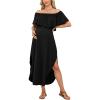 imageCUPSHE Womens Maxi OffShoulder Maternity Dress Summer Casual Sleeveless Ruffled Trim Photoshoot DressesBlack