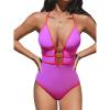 imageCUPSHE Womens One Piece Swimsuit Halter Plunging Neck Cutout Back Bathing Suit Spaghetti Adjustable Straps O RingVivid FuchsiaNeon Coral