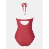 imageCUPSHE Maternity One Piece Swimsuit V Neck Pregnancy Bathing Suit for Women Ruffled Cutout Ruched Halter StrapsCoral Red