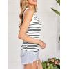 imageCUPSHE Tank Tops for Women Builtin Bra Sleeveless Padded Ribbed Fitted Top Casual Shirts Basic Cami Tops Vacation OutfitsBlack Stripes
