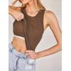 imageCUPSHE Tank Tops for Women Builtin Bra Sleeveless Padded Ribbed Fitted Top Casual Shirts Basic Cami Tops Vacation OutfitsBrown