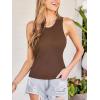 imageCUPSHE Tank Tops for Women Builtin Bra Sleeveless Padded Ribbed Fitted Top Casual Shirts Basic Cami Tops Vacation OutfitsBrown