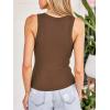 imageCUPSHE Tank Tops for Women Builtin Bra Sleeveless Padded Ribbed Fitted Top Casual Shirts Basic Cami Tops Vacation OutfitsBrown