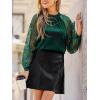 imageCUPSHE Velvet Tops for Women Long Sleeve Lace Blouses Mock Neck Fall Party Shirts 2025Green