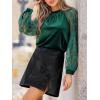 imageCUPSHE Velvet Tops for Women Long Sleeve Lace Blouses Mock Neck Fall Party Shirts 2025Green